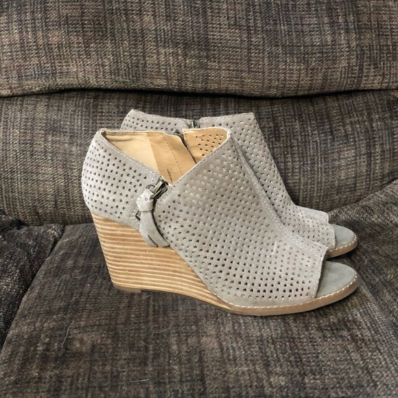 Lucky Brand Jabilo Perforated Suede Wedge Booties - Picture 2 of 11